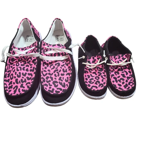 Mommy & Me Pink Leopard Slip-On Shoes Women’s 8 & Little Kids 10 Matching - Picture 8 of 11